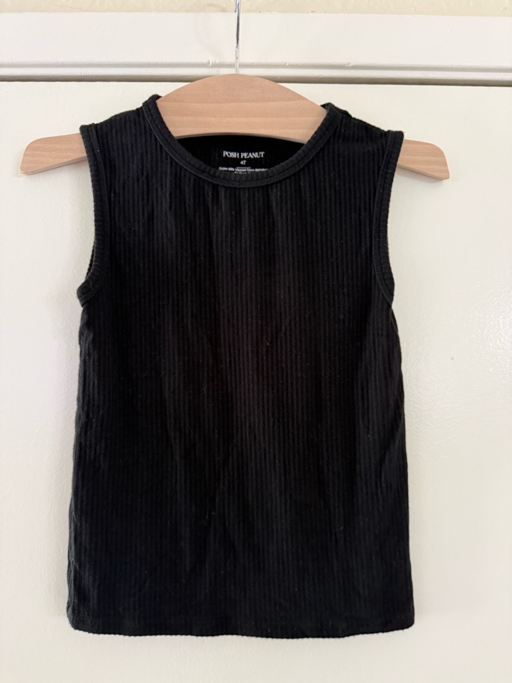 Posh Peanut Black Ribbed Tee Label Print